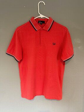 Fred Perry Polo Shirt Twin Tipped Coral Pink Size M